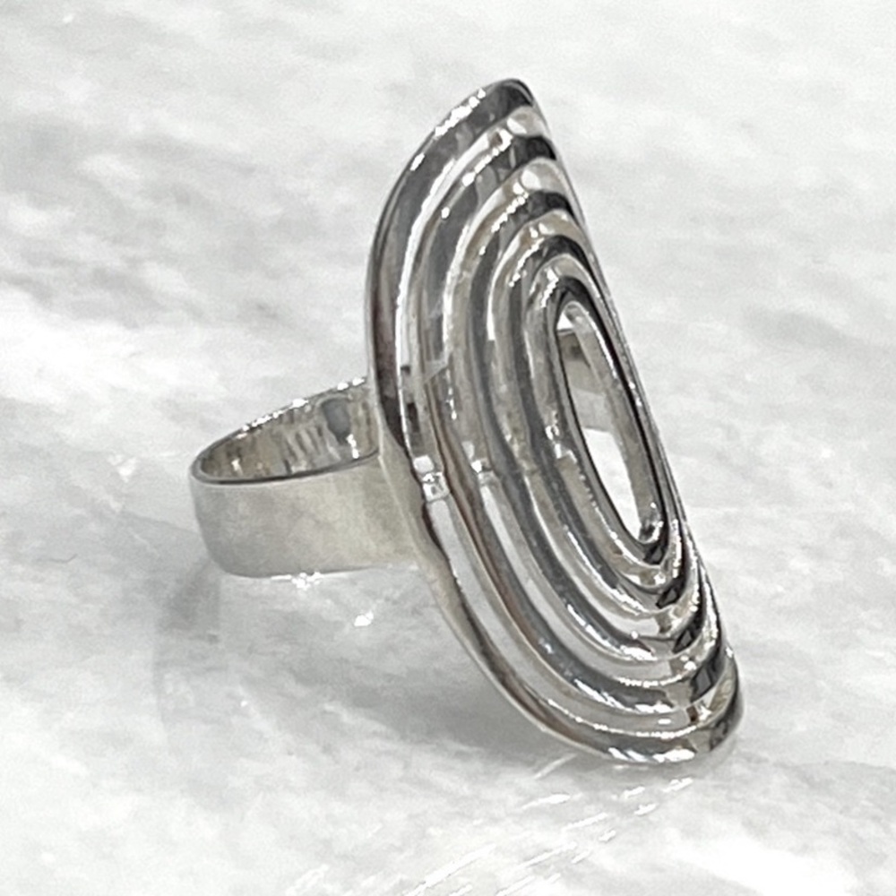 Sterling Silver Concentric Circle Ring Sz 8 - Picture 5 of 10